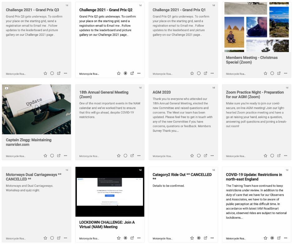 Presentation of the namrider.com news feed in Inoreader